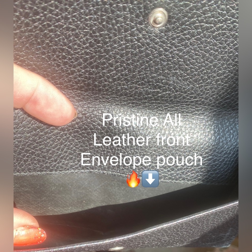 Burberry Leather Long Wallet🖤BLACK🖤Embossed/Bifold+envelope pouch🔥made🇮🇹EUC - Picture 10 of 16